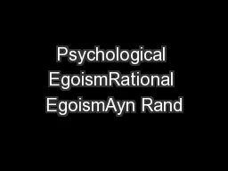 Psychological EgoismRational EgoismAyn Rand