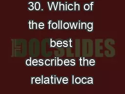 30. Which of the following best describes the relative loca