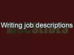 Writing job descriptions