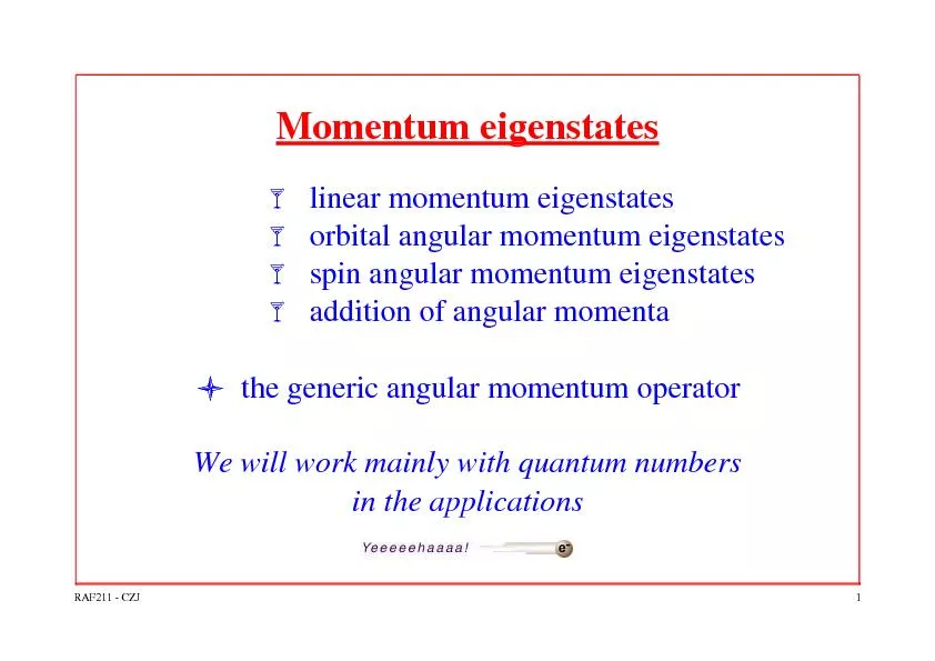 Momentum eigenstates