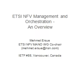 ETSI NFV Management and Orchestration -