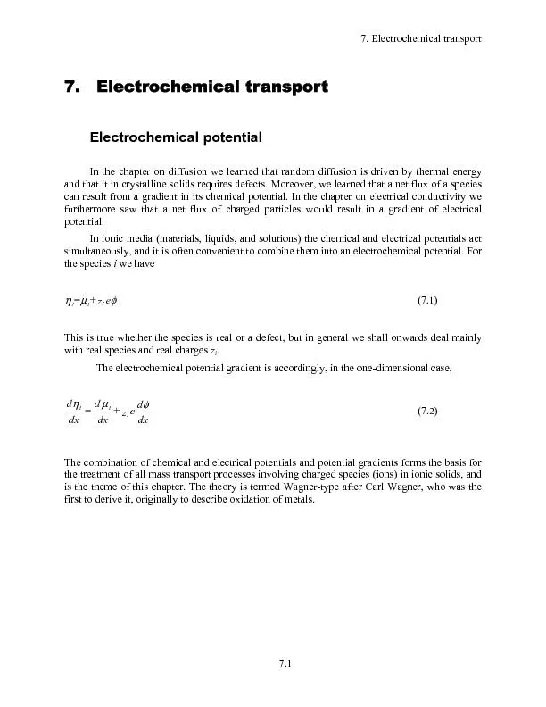 7. Electrochemical transport  7. Electrochemical transport  In the cha