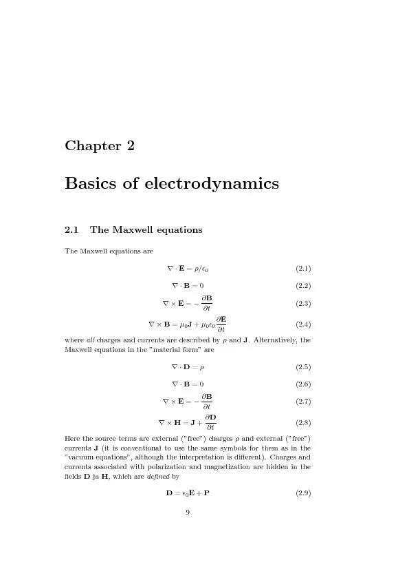Chapter2Basicsofelectrodynamics2.1TheMaxwellequationsTheMaxwellequatio
