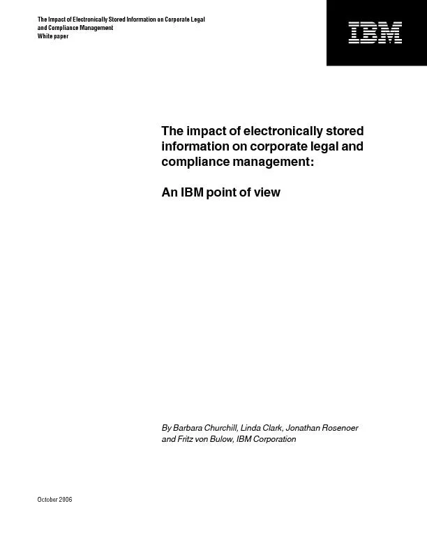 The impact of electronically stored information on corporate legal and