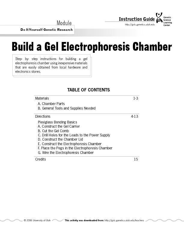 ModuleBuild a Gel Electrophoresis Chamber