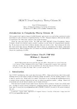 SIGACT News Complexity Theory Column  Lane A