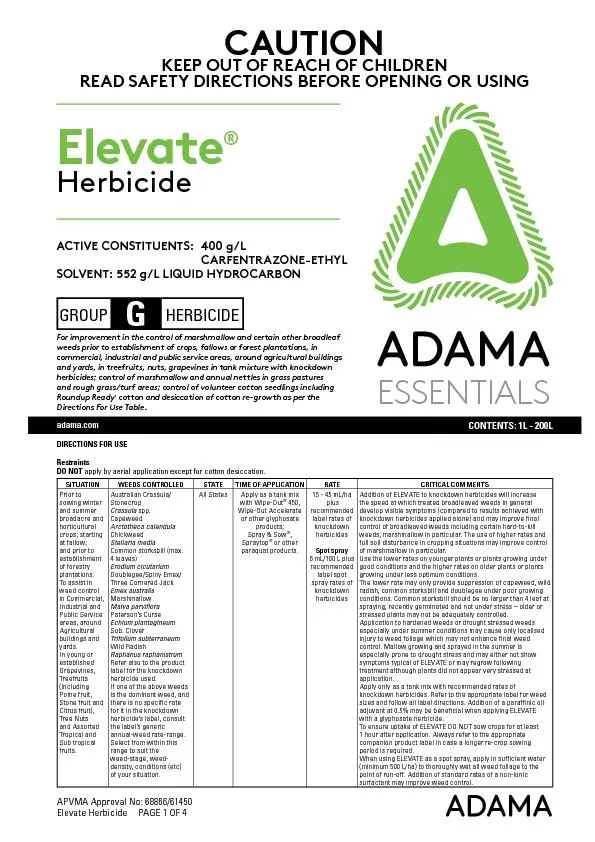 Elevate Herbicide     PAGE 1 OF 4