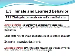 E.3   Innate and Learned Behavior