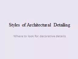 Styles of Architectural Detailing
