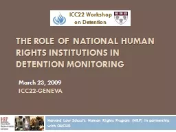 The Role of National Human Rights Institutions in Detention