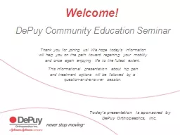 DePuy Community Education Seminar