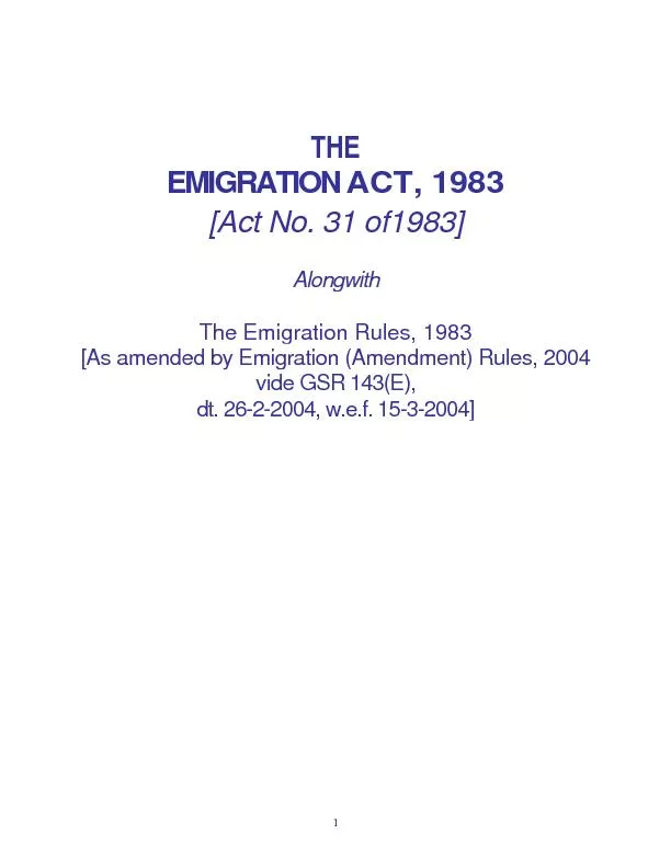 EMIGRATION ACT, 1983