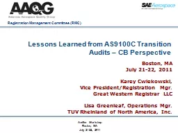 Lessons Learned from AS9100C Transition Audits