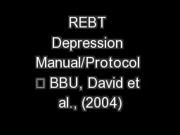 REBT Depression Manual/Protocol – BBU, David et al., (2004)