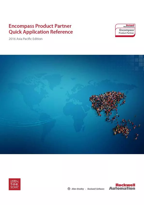 Encompass Product Partner  Quick Application Reference2016 Asia Pacic