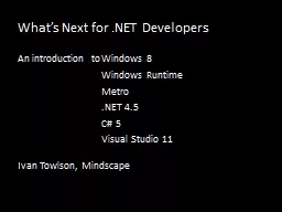 What’s Next for .NET Developers