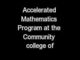 Accelerated Mathematics Program at the Community college of
