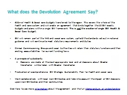 What does the Devolution Agreement Say?