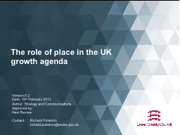 The role of place in the UK growth agenda
