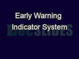 Early Warning Indicator System