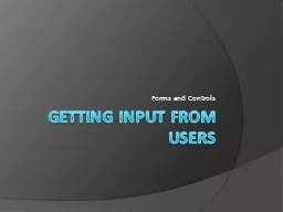 Getting Input From Users