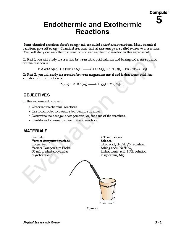 Computer Physical Science with VernierSome chemical reactions absorb e