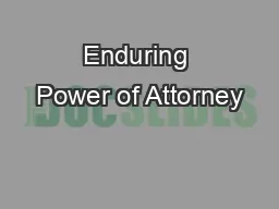 Enduring Power of Attorney