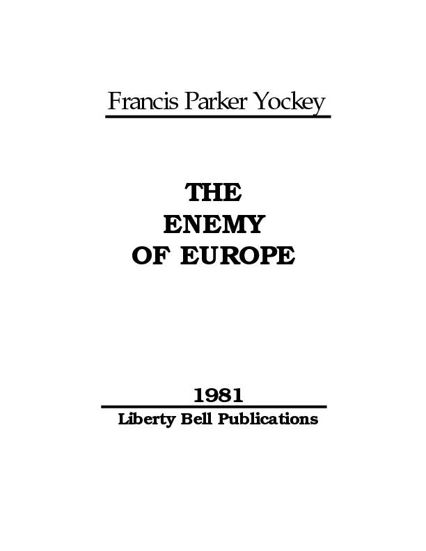 OF EUROPEFrancis Parker Yockey