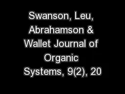 Swanson, Leu, Abrahamson & Wallet Journal of Organic Systems, 9(2), 20