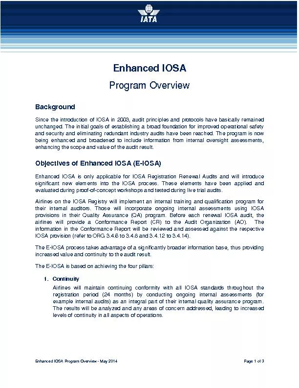 Enhanced IOSA Program Overview