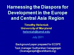 Harnessing the Diaspora for Development in the Europe and C