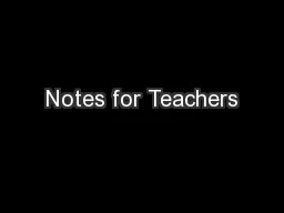 Notes for Teachers