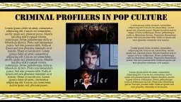 Criminal Profilers in pop culture