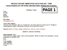 ORIGINAL TEACHER OBSERVATION/WALK-THROUGH FORM