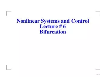 Nonlinear Systems and Control Lecture   Bifurcation  p