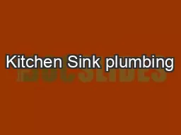 Kitchen Sink plumbing