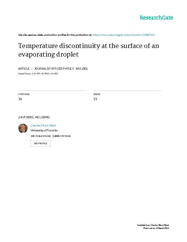 TemperaturediscontinuityatthesurfaceofanevaporatingdropletA.J.H.McGaug