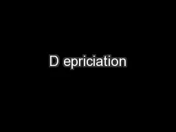 D epriciation