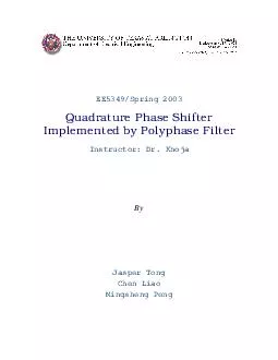 EESpring  Quadrature Phase Shifter Implemented by Polyphase Filter Instructor Dr