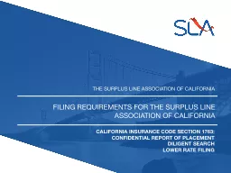 Filing Requirements for the Surplus Line