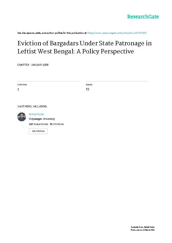 Eviction of Bargadars Under State Patronage in Leftist West Bengal
...
