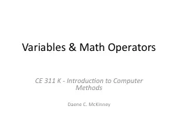 Variables & Math Operators
