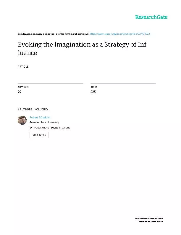 Evoking the Imagination as a Strategy of Influence P K. PDar