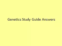 Genetics Study Guide Answers