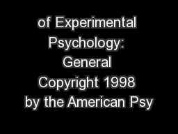of Experimental Psychology: General Copyright 1998 by the American Psy