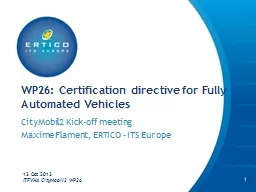 WP26: Certification directive for Fully Automated Vehicles