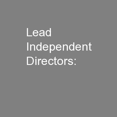 Lead Independent Directors: