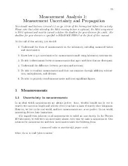 Measurement Analysis  Measurement Uncertainty and Propagation You should read Sections
