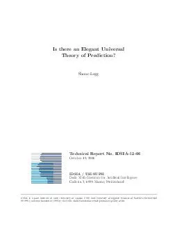 Is there an Elegant Universal Theory of Prediction Shane Legg Technical Report No