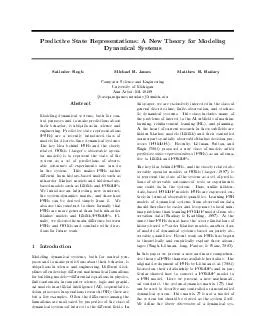 Predictive State Representations A New Theory for Modeling Dynamical Systems Satinder